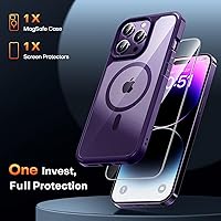 Vista 109 de TAURI Funda magnética 2 en 1 transparente para iPhone 14 Pro, compatible con Magsafe [no amarillenta] con protector de pantalla, protección de grado