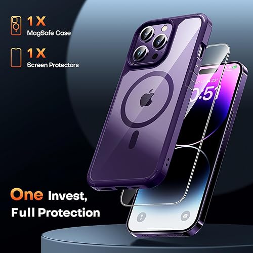 Miniatura 204 de TAURI Funda 3 en 1 para iPhone 13 Pro, [no amarilla] con 2 protectores de pantalla, funda delgada a prueba de golpes para iPhone 13 Pro, color negro