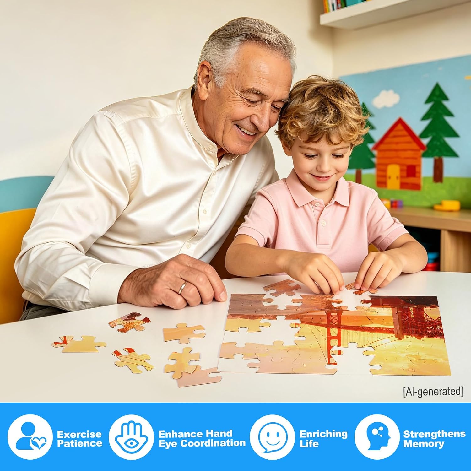 Tc&Zxf 6 Pack 36 Large-Piece Tactile Dementia Puzzles for Alzheimer’s Seniors (36 Large Pieces) image 3