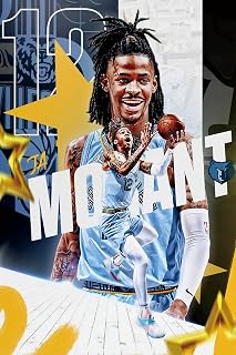 Ja Morant Poster,Memphis Grizzlies Basketball Posters,Ja Morant 16" x 24" Art Print Poster,Basketball Star Canvas Art Prints,Aesthetic Cool Poster for Teen Boys Guys Men Room Dorm Bedroom Wall Decor by-No Frame Wall Art Posters
