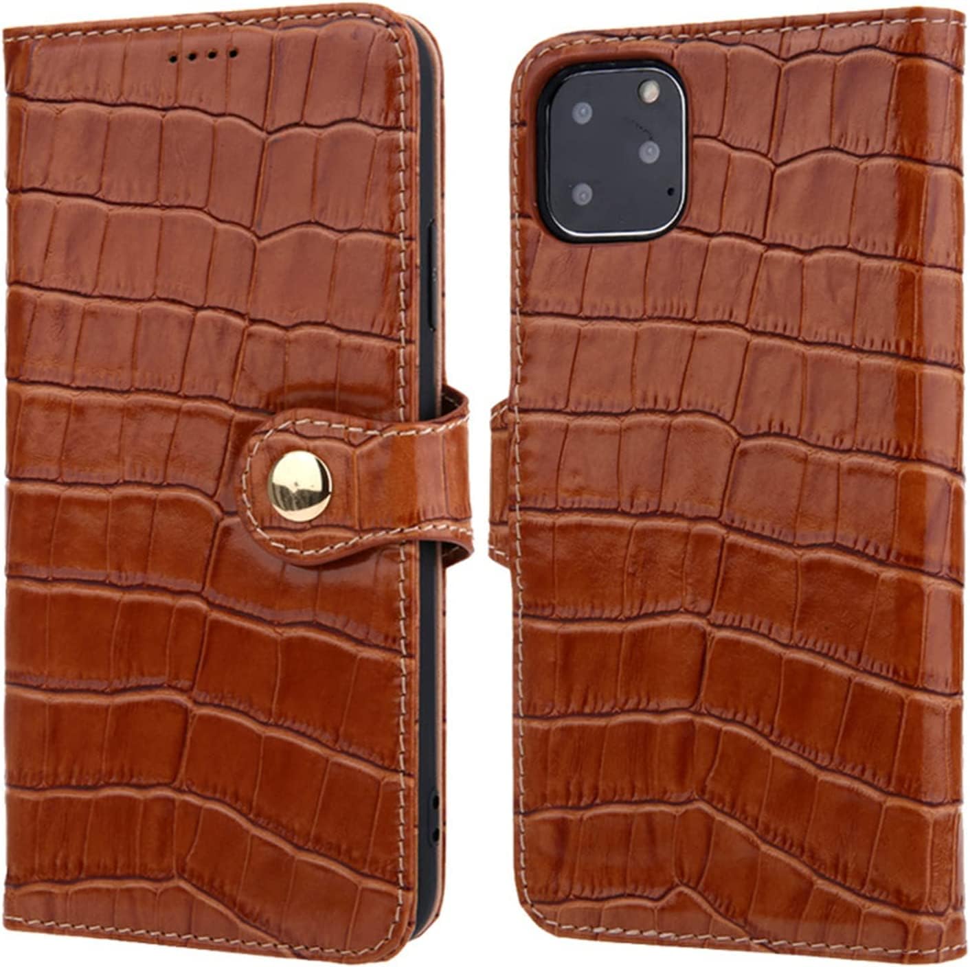 Genuine Leather Wallet Case for iPhone 14/14 Plus/14 Pro/14 Pro Max, Classic Crocodile Pattern Flip Stand with Card Slot Protective Cover (Color : Red, Size : 14 6.1")
