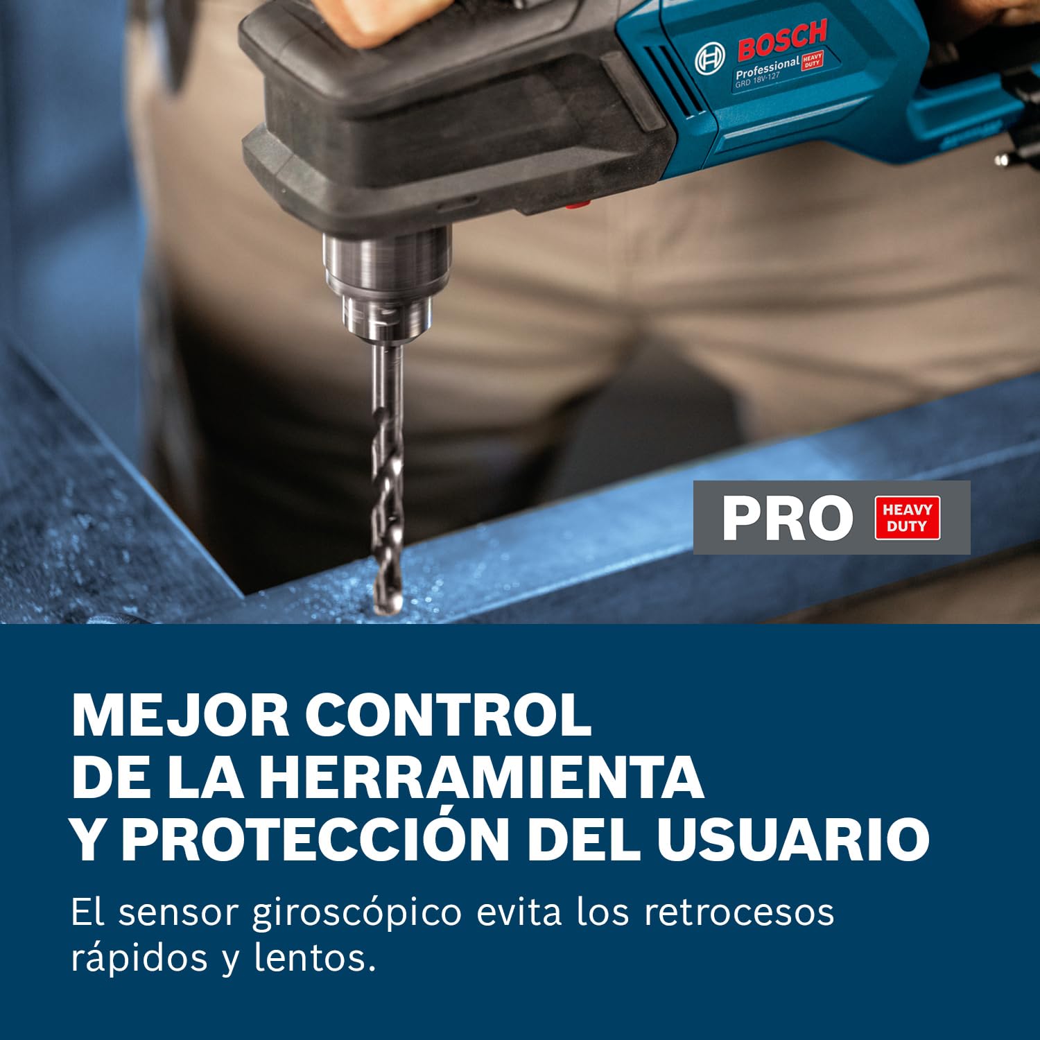 Taladro de ángulo recto a batería GRD 18V-127 con Bosch Professional 18V System (par suave de 65 Nm, motor Brushless sin escobillas, 2 velocidades: desbaste rápido 1800 rpm, lento 550 rpm)