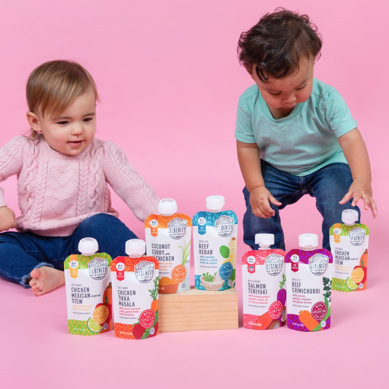 Serenity Kids 6+ Months World Explorers Baby Food Pouches Puree Made With Ethically Sourced Meats & Organic Veggies | 3.5 Ounce BPA-Free Pouch | Salmon Teriyaki | 1 Count thumbnail 8