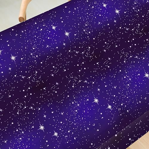 Miniatura 9 de Paquete de 12 manteles espaciales de noche estrellada, fundas desechables de plástico con diseño de galaxia, 54 x 108 pulgadas, suministros de