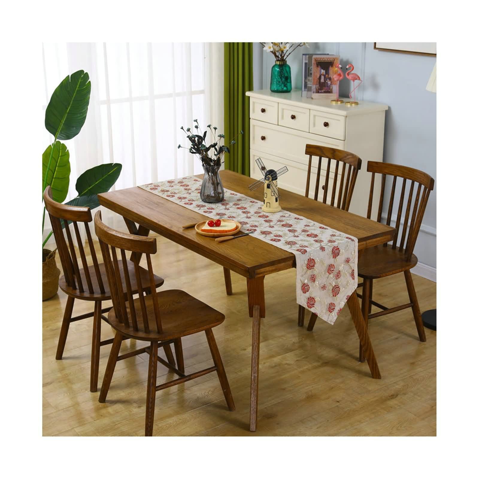 Chemin de table rectangulaire rouge 35x180 cm, nappe étroite broderie florale polyester WXKAGF - 8