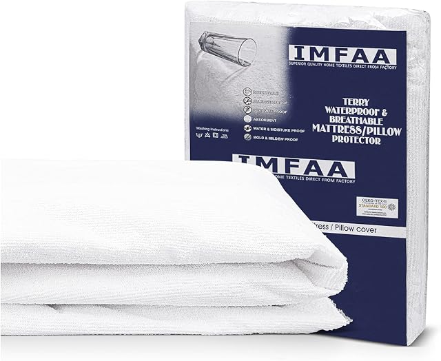 IMFAA 100% Waterproof Single Mattress Protector - Extra Deep 30 Cm Stretch Skirt - Single Terry Towel Mattress Topper Anti-Allergy and Breathable Fitted Mattress Cover.(Single(90x190+30)Cm)