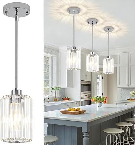 Miniatura 17 de Paquete de 2 Luces Colgantes para Isla de Cocina, Moderna Iluminación Colgante de Cristal Dorado, Accesorios de Luz Colgante de Cocina Mini