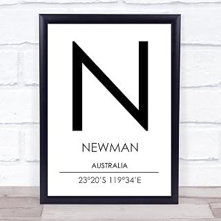 Newman Australia Coordinates World City Travel Quote Wall Art Print