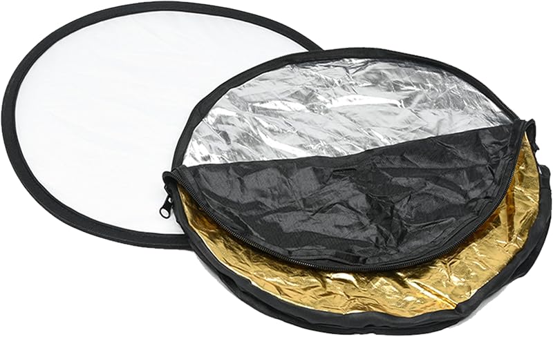 PhotoTrust Mini Reflector de bolsillo 5 en 1, Reflector súper portátil, Difusor de luz para fotografía multidisco plegable de 12"/30 cm, Plata/Oro/Negro/Blanco/Translúcido para estudio/fotografía macro