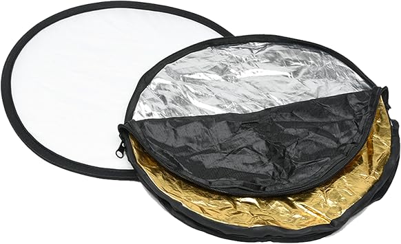 PhotoTrust Mini 5 in1 Pocket Reflector-Super Portable Reflector 12"/30cm Collapsible Multi-Disc Photography Light Reflector Diffuser-Silver/Gold/Black/White/Translucent for Studio/Macro Photography
