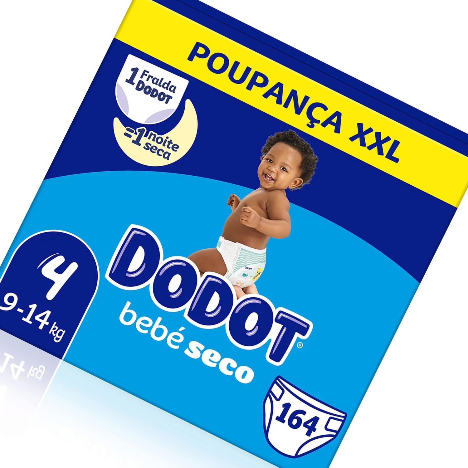Dodot Pañales Bebé-Seco Talla 4 9-14kg, 164 Pañales con Protección Antifugas, Pack Mensual