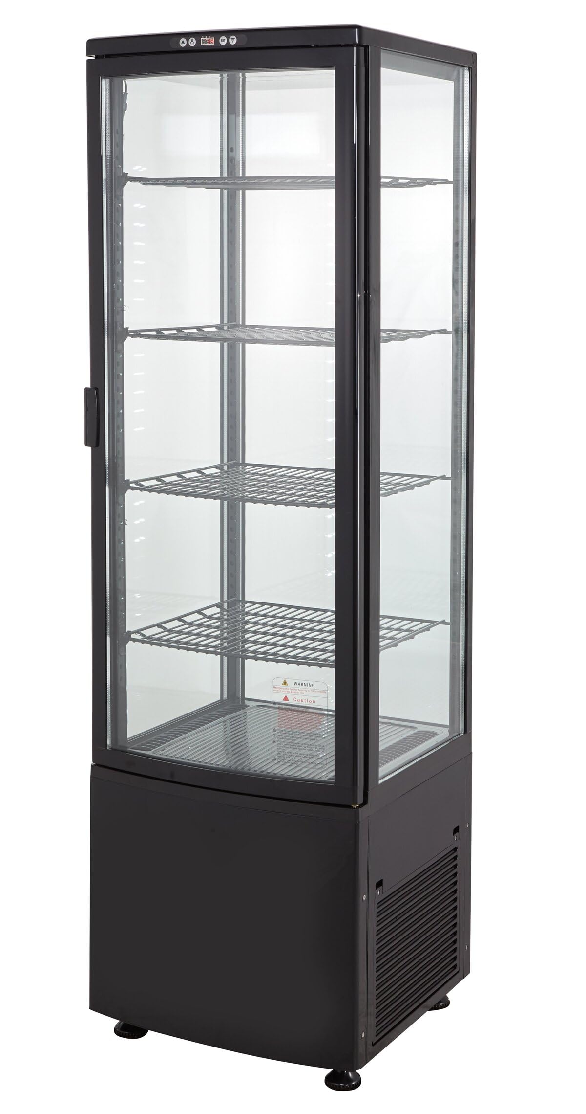 GastroHero Vetrina refrigerante da 235 litri, vetrina a buffet +2 °C e +6 °C con LED, vetrina refrigerante Gastro nero, bancone refrigerante con porta in vetro e convezione, chiudibile a chiave