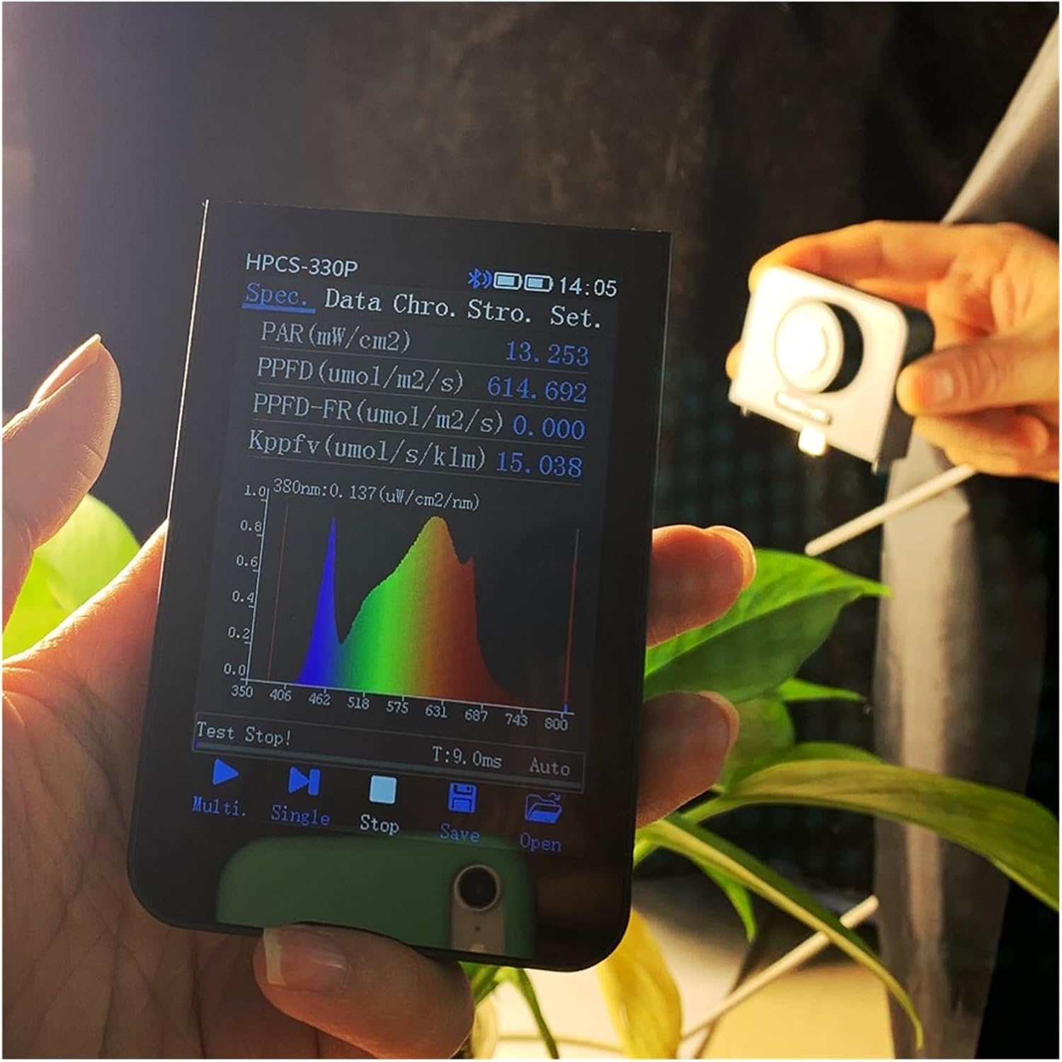 Spectrometer, 350-800nm HPCS330P Grow Light LED Spectrometer PAR PPFD Meter