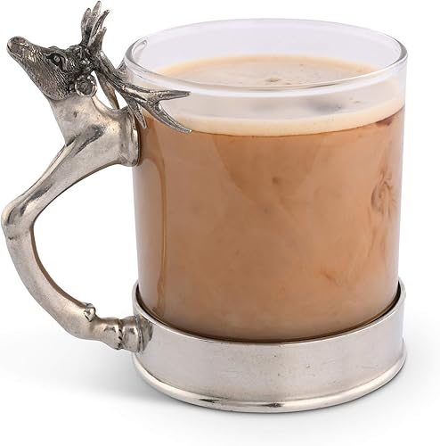 Vagabond House Vidrio de barra con mango de cabeza y pierna de ciervo y ciervo, diseñador artesanal hecho a mano para decoración de cabaña, cabaña,