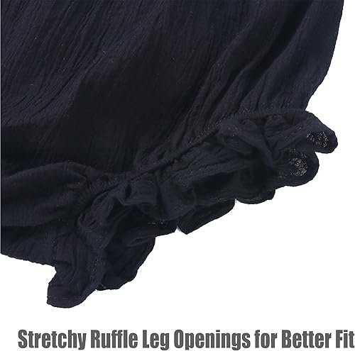 Miniatura 8 de Uttpll Pantalones cortos de algodón para bebés y niñas con volantes lindos pantalones cortos de lino para bebés pantalones cortos de harén sueltos