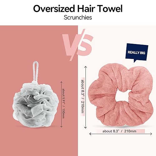 Miniatura 3 de Large Microfiber Hair Towel Scrunchies,Oversized Scrunchie Hair Wraps for Wet Hair,Absorbent Soft Fast Drying,Home Gym Travel Shower Sleep Hair