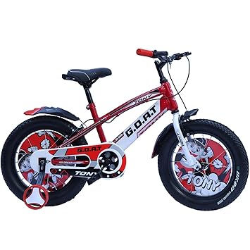 TONY RAW Bicycles Goat Sports BMX Single Speed 16T Bicycle/Cycle for Kids 5 to 8 Years Boys & Girls with Training Side Wheels Black Red
