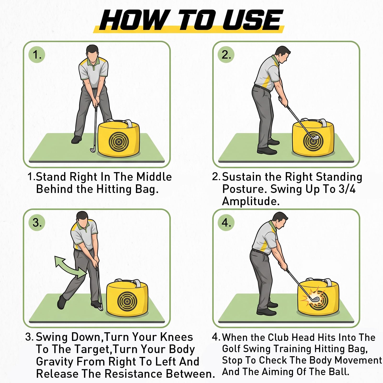 VEASAERS Bolsas de impacto de golf, bolsa de golpe con banda para el brazo, ayuda a entrenar, impermeable, duradera, regalos para hombres y mujeres, bolsas de impacto de golf