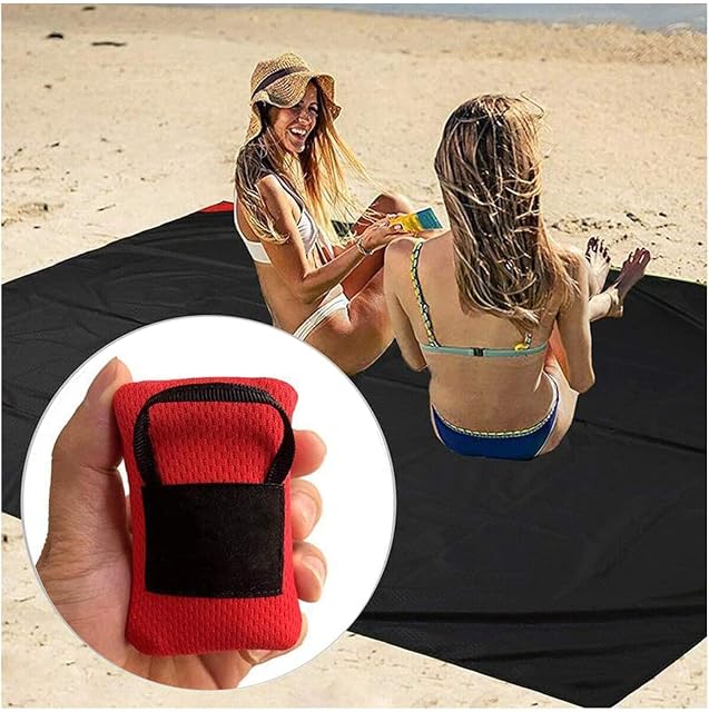 Voarge Mini Pocket Picnic Blanket (70 * 110 cm), Nylon Waterproof Beach Camping Travel Mat with Portable Bag for Outdoor Picnic, Camping, Traveling, Lightweight Waterproof Durable