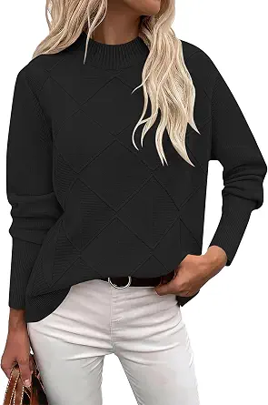 Women's Mock Neck Sweater Long Sleeve Fall Winter Knitted Tops