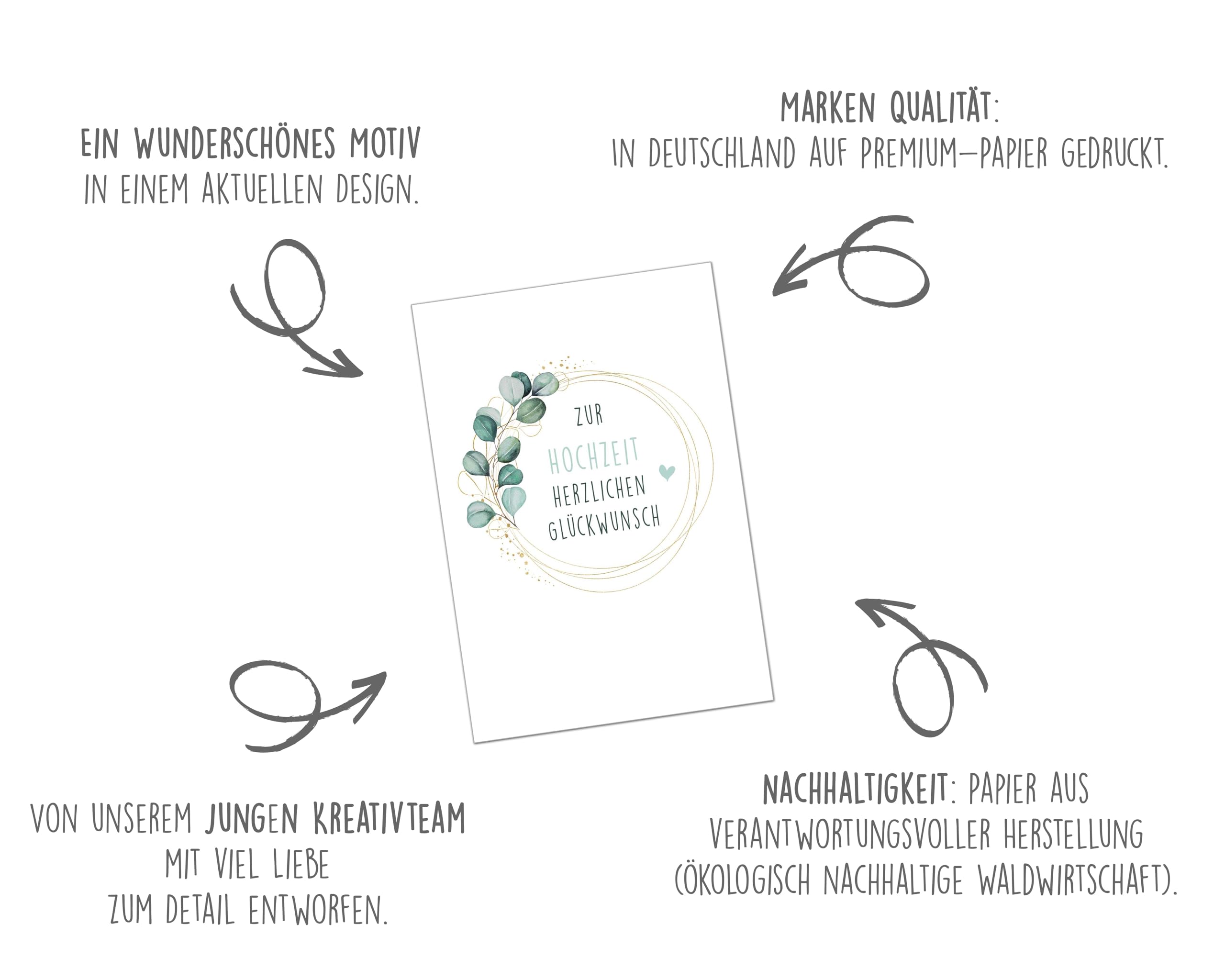 Edition Seidel Carte De Vœux De Mariage De Qualité Supérieure - Avec Enveloppe En Papier Kraft - Carte De Vœux De Mariage - Just Married - Couple De Mariés - Motif Toast