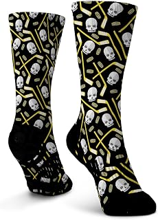 ChalkTalkSPORTS Hockey Crew Socks - Mid Calf GraphicFlex | Athletic and Casual Wear, Moisture-Wicking Yarn Blend, 80% Polyester Nylon Blend, Breathable Ventilation Zone, Arch Support
