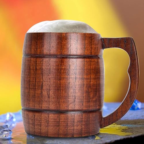 Miniatura 8 de Taza de cerveza de madera, taza de cerveza hecha a mano de 12 oz (13.5 fl oz), taza de té de madera maciza natural para cerveza, café, bebidas