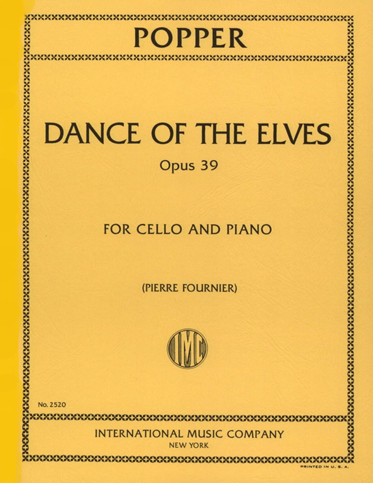 Popper David Dance of the Elves Op39. For Cello and piano. by Pierre Fournier. International Sheet music
