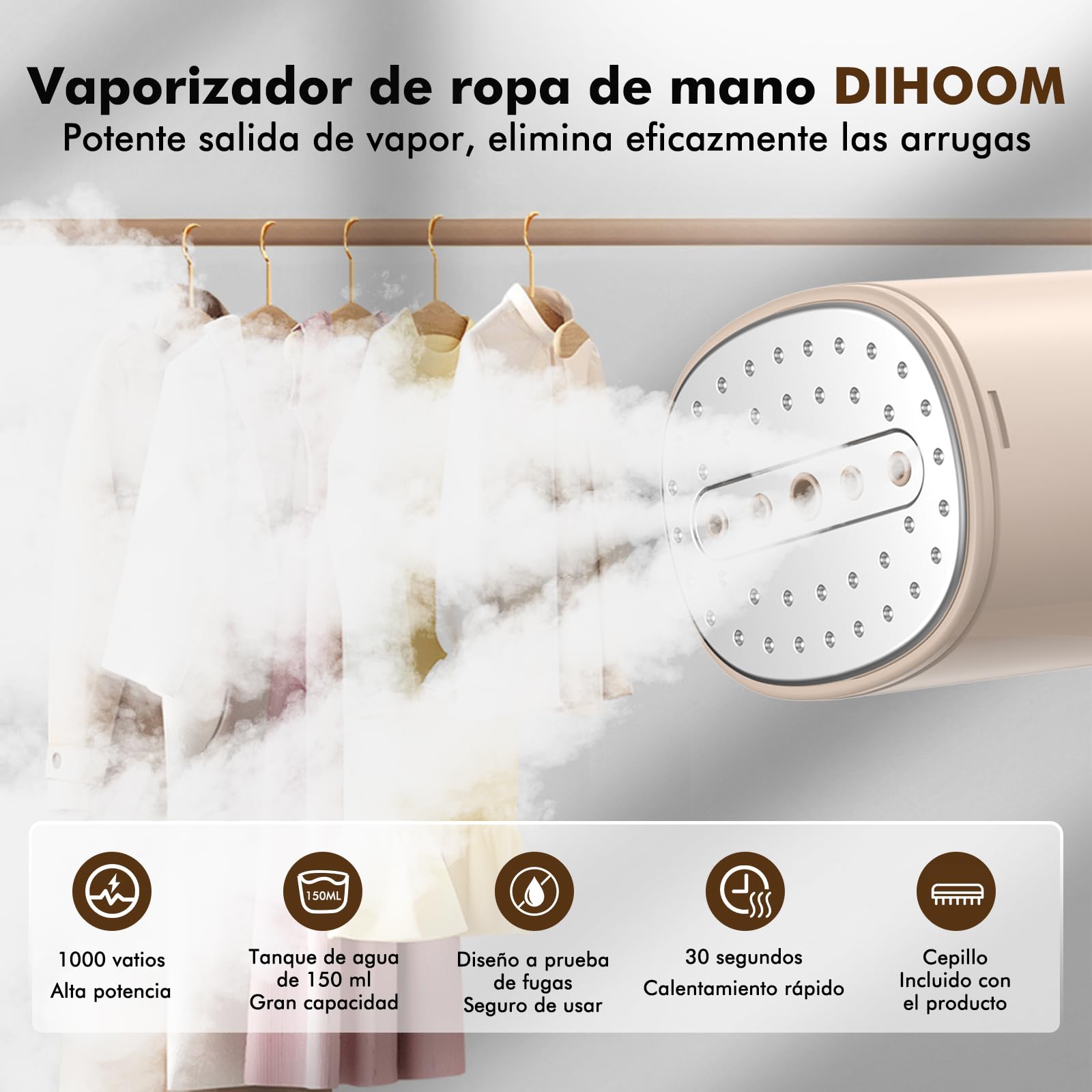 DIHOOM Plancha Vertical Vapor, Plancha Vapor Vertical Plegable Portátil - 1000W, Plancha de Vapor de Viaje Vertical Automática de Calentamiento Rápido 150ml Tank, Adecuado Para Viajes y Uso Doméstico
