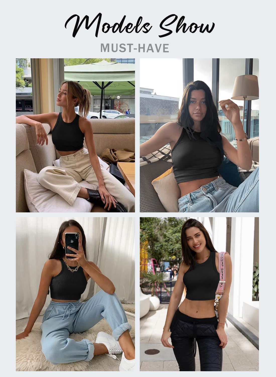 LOLONG Womens Crop Sleeveless Racerback Tank Tops Rib-Knit Casual Basic Shirts - Image 5