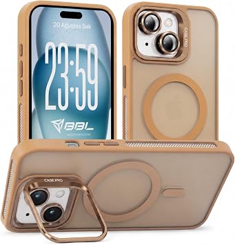Babilden iPhone 13  in K l f Kamera Korumal  Magsafe  le Uyumlu Kablosuz  arj  zellikli Mat  effaf Renkli Standl  Lens Hediyeli Telefon K l f  Titanyum Gold