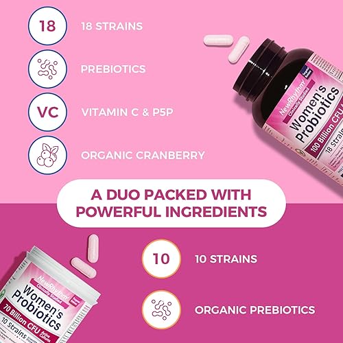 Miniatura 4 de NewRhythm VagFlora - Paquete sin preocupaciones, probióticos para mujeres 100 mil millones de UFC y probióticos para mujeres 70 mil millones de UFC,