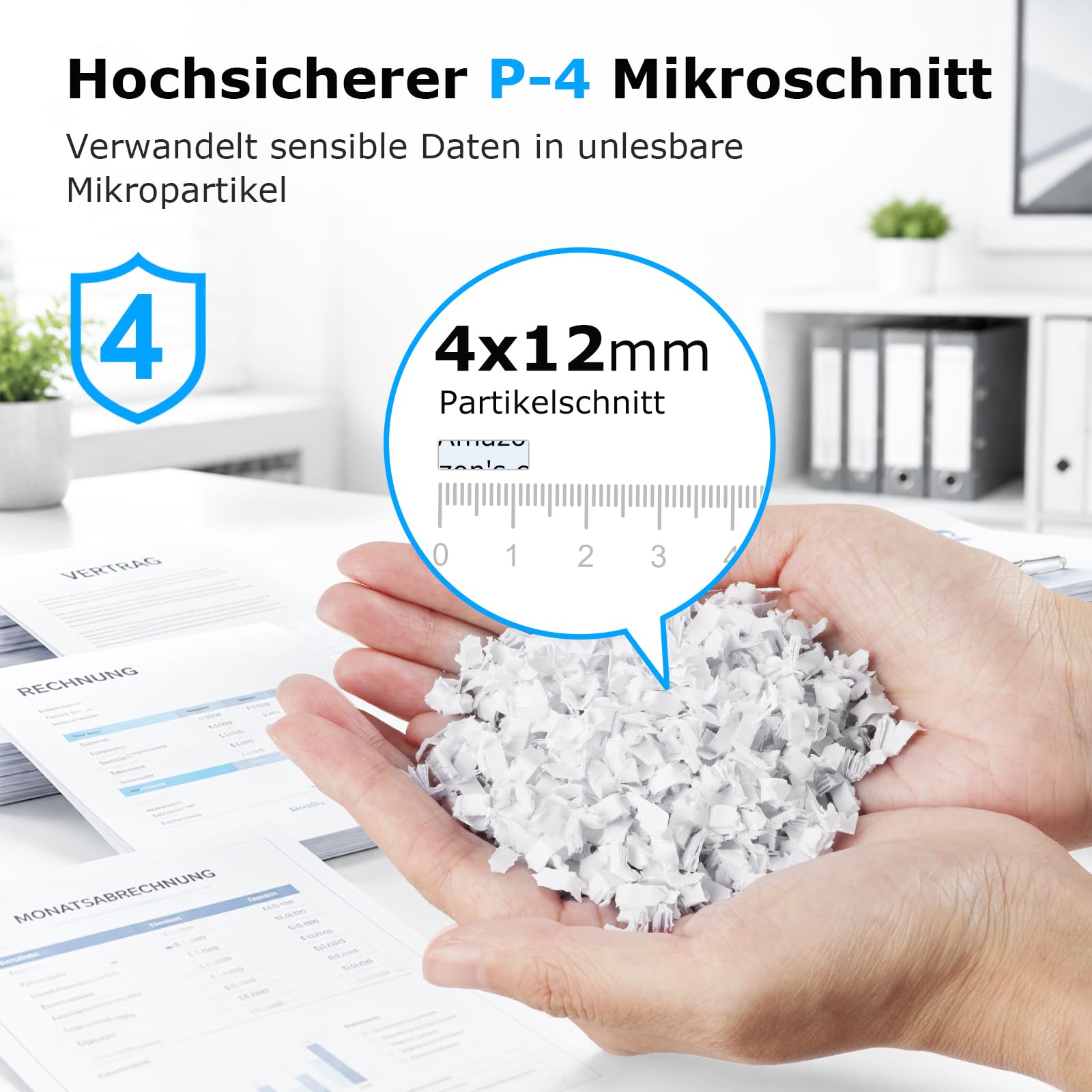 BONSEN Aktenvernichter mit 100 Blatt Auto-Feed, P-4 Mikroschnitt Schredder | leiser ≤60dB mit 30 Min. Dauerbetrieb für Büro und Homeoffice, S9201