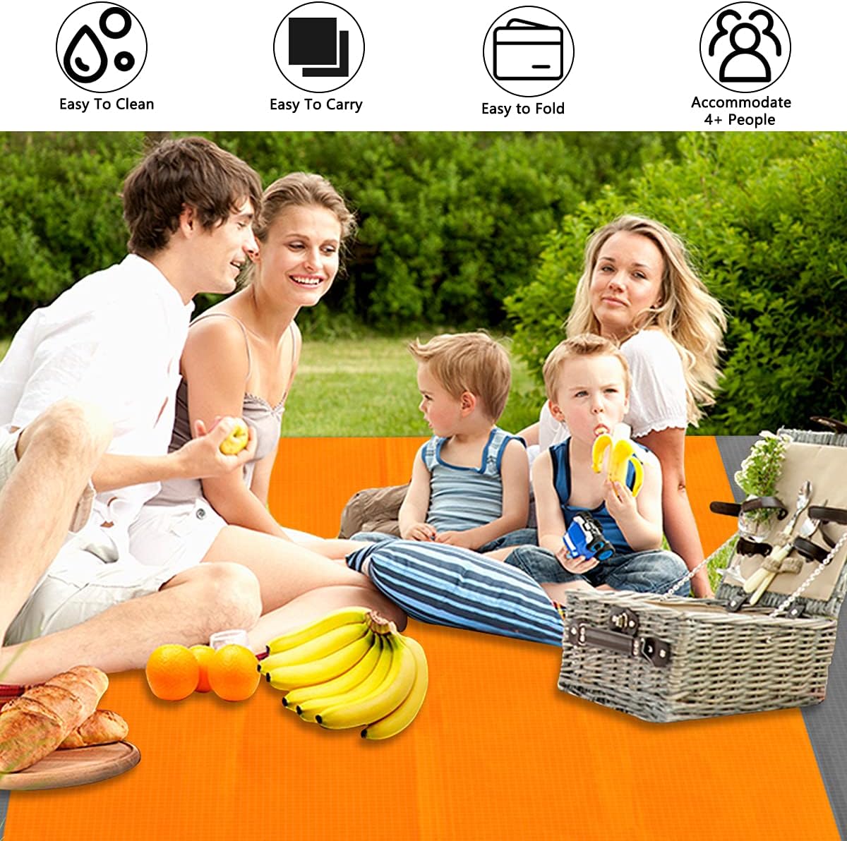 Apfity Beach Blanket Sandproof, 83''×79'' Waterproof Beach Blankets, Lightweight Picnic Beach Mat for 4-7 Adults, Sand Free Blanket for Outdoor Travel, Camping, Hiking