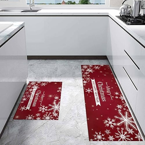 Miniatura 114 de Alfombras de cocina de Navidad absorbentes antideslizantes para piso, árbol de Navidad, muñeco de nieve y copo de nieve, alfombras y tapetes