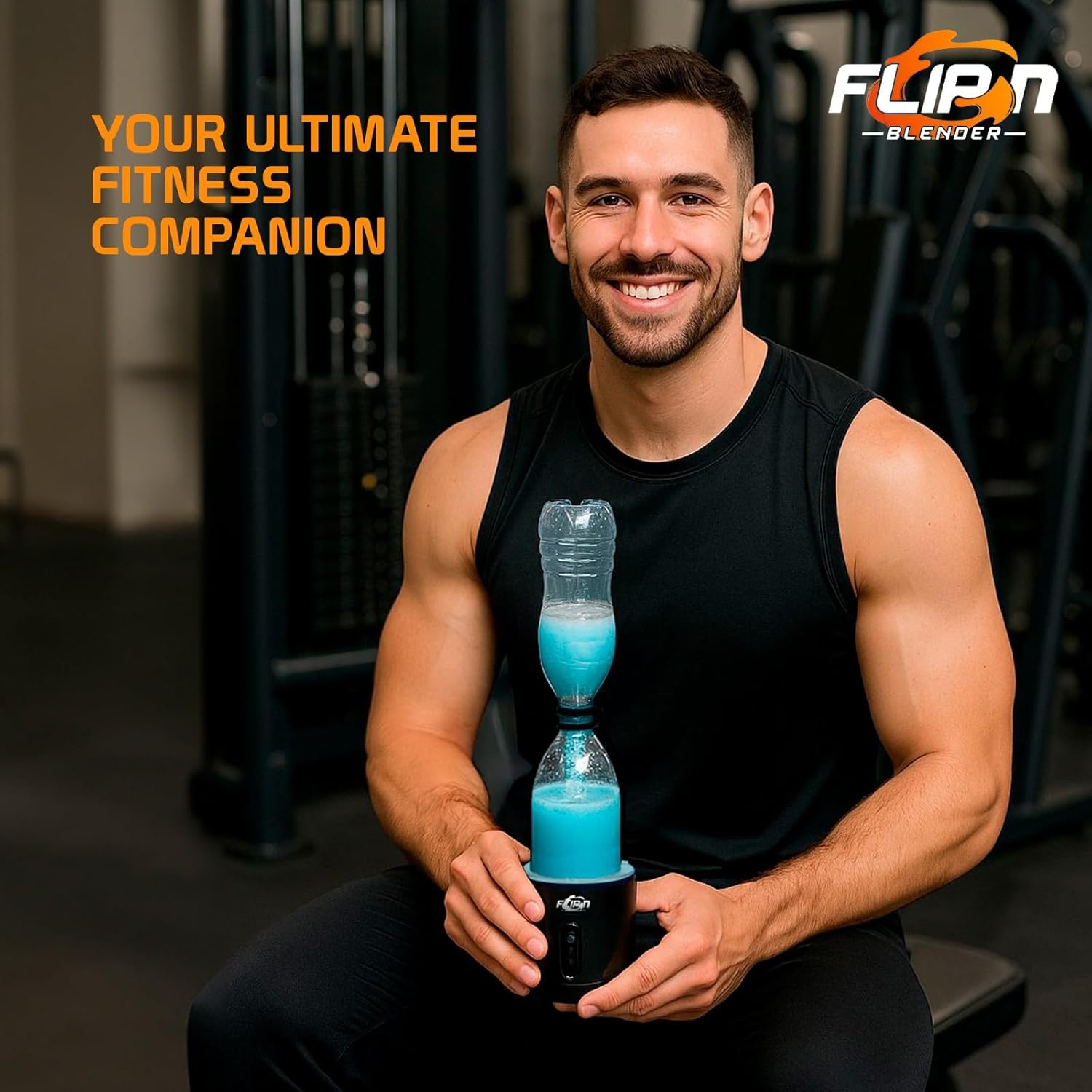 Flip N Blender 22,000 RPM Cordless 7 piece 18 oz vessel, Funnel delivery system, for shakes & smoothies, Pre-&-post workout drinks in a water bottle, BPA Easy sip lid, 2 Carry bags, USB-C rechargeable
