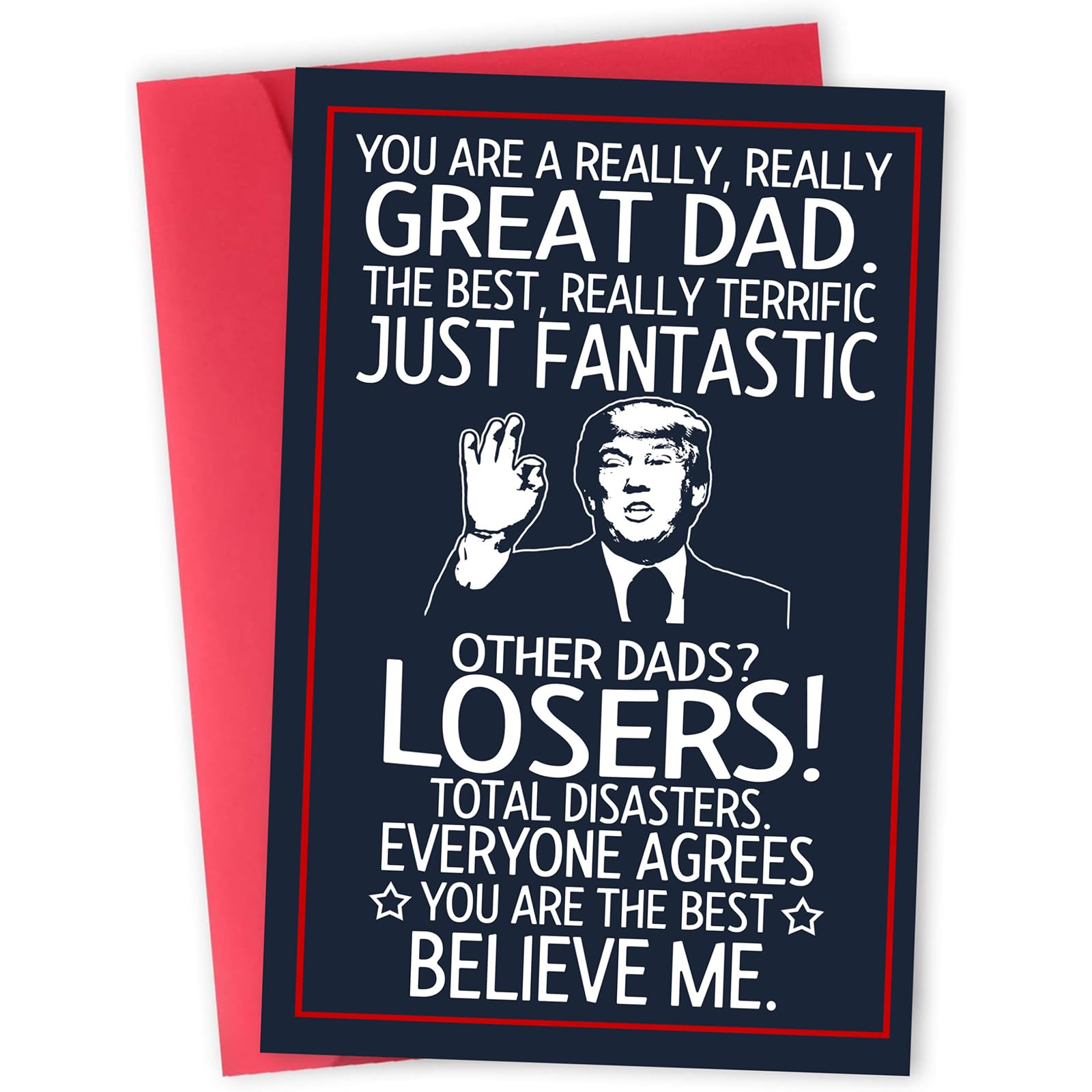 Funny Fathers Day Card Dad Birthday Card Gifts, Funny Trump, From Daughters And Sons, Children And Wives Prepare for Their Fathers And Husbands Birthday Cards for Men Easy To Post 18x12cm
