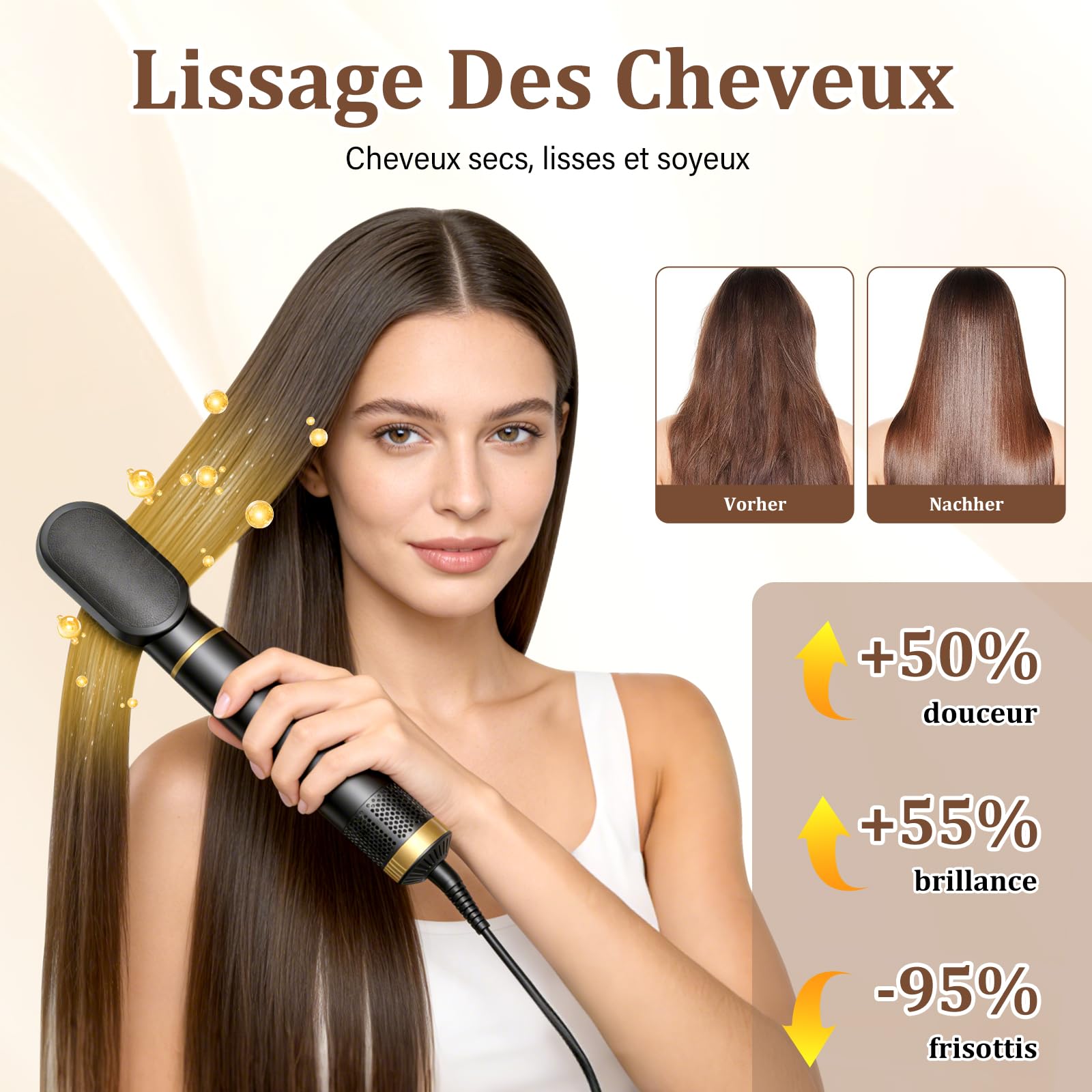 5 en 1 Air Styler, Brosse Soufflante avec Sèche Cheveux Ionique, Boucleur Automatique, Brosse Chauffante et Lisseur pour Boucler, Lisser, Créer du Volume à la Maison, au Quotidien et en Voyage
