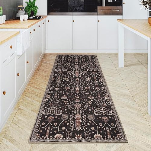 GLN Rugs - Alfombra lavable a máquina para sala de estar, dormitorio, cuarto de baño, cocina, impresión persa vintage decoración del hogar,