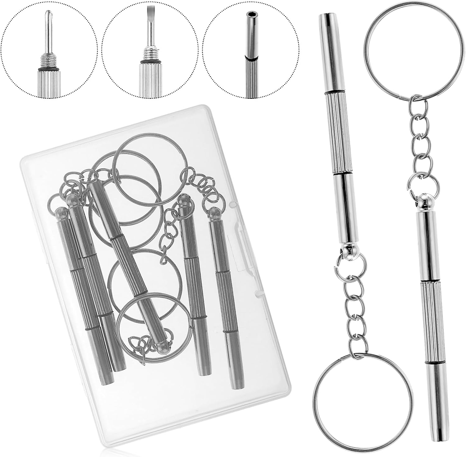 Bewudy 5Pcs Mini Glasses Screwdriver, 3 in 1 Multifunction Eyeglass