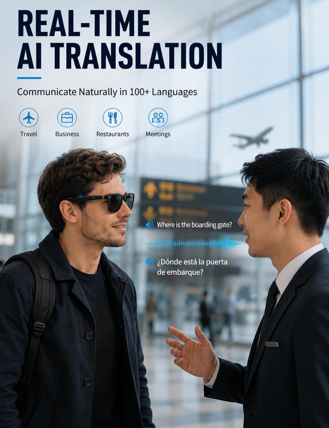 AI Smart Glasses, Bluetooth Glasses for Travel/Meetings/Vlog image 2