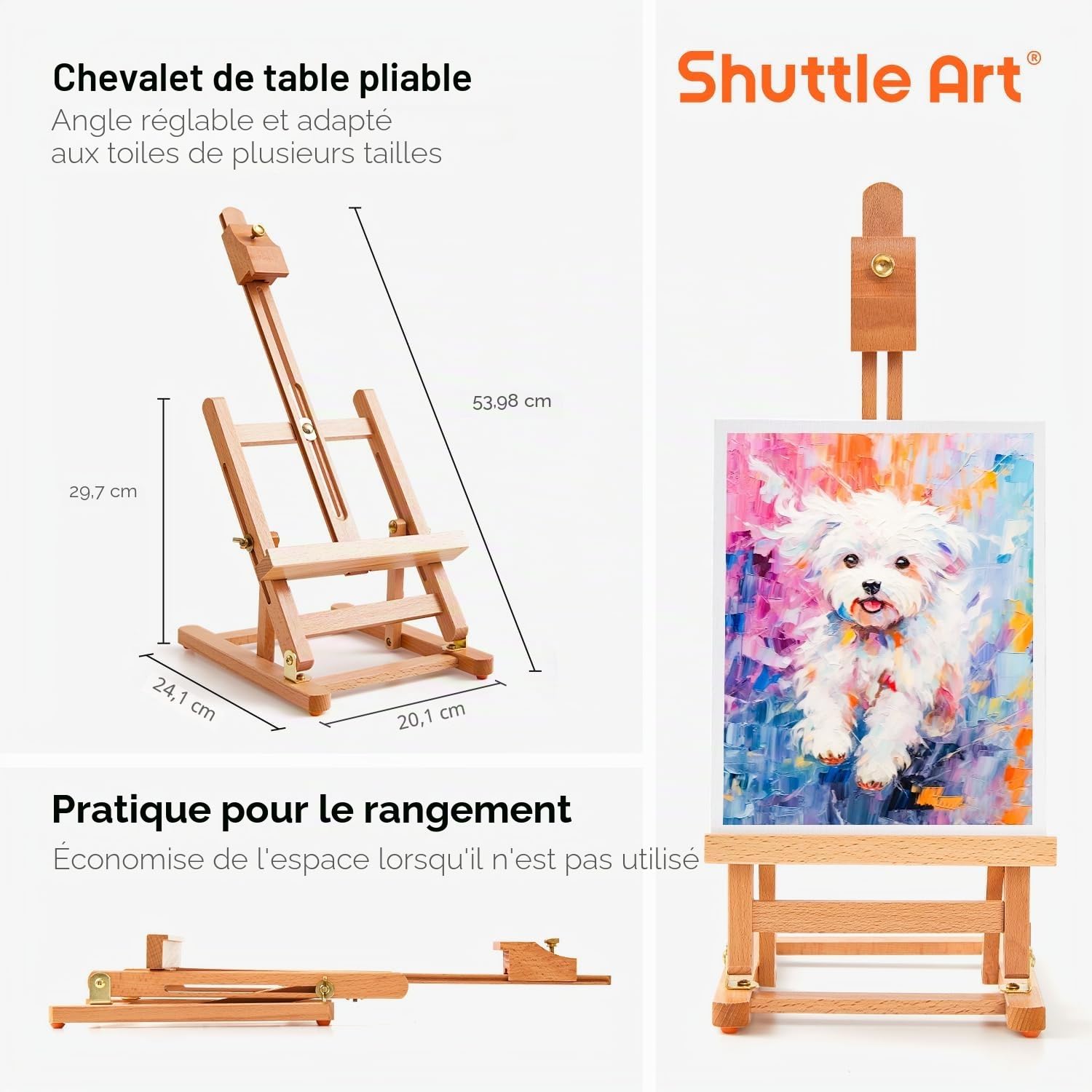 Shuttle Art 66 Pièces Kit Peinture Acrylique Tout-En-Un, Chevalet Peinture avec 30 Tubes Peinture Acrylique (12ml), Pinceaux Peinture, Toile Peinture, Kit Peinture Enfant Adultes Professionnel