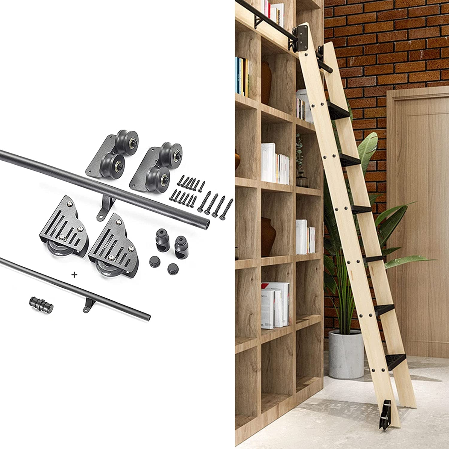 Kit de quincaillerie pour porte de grange en acier robuste, système coulissant premium de 5 m