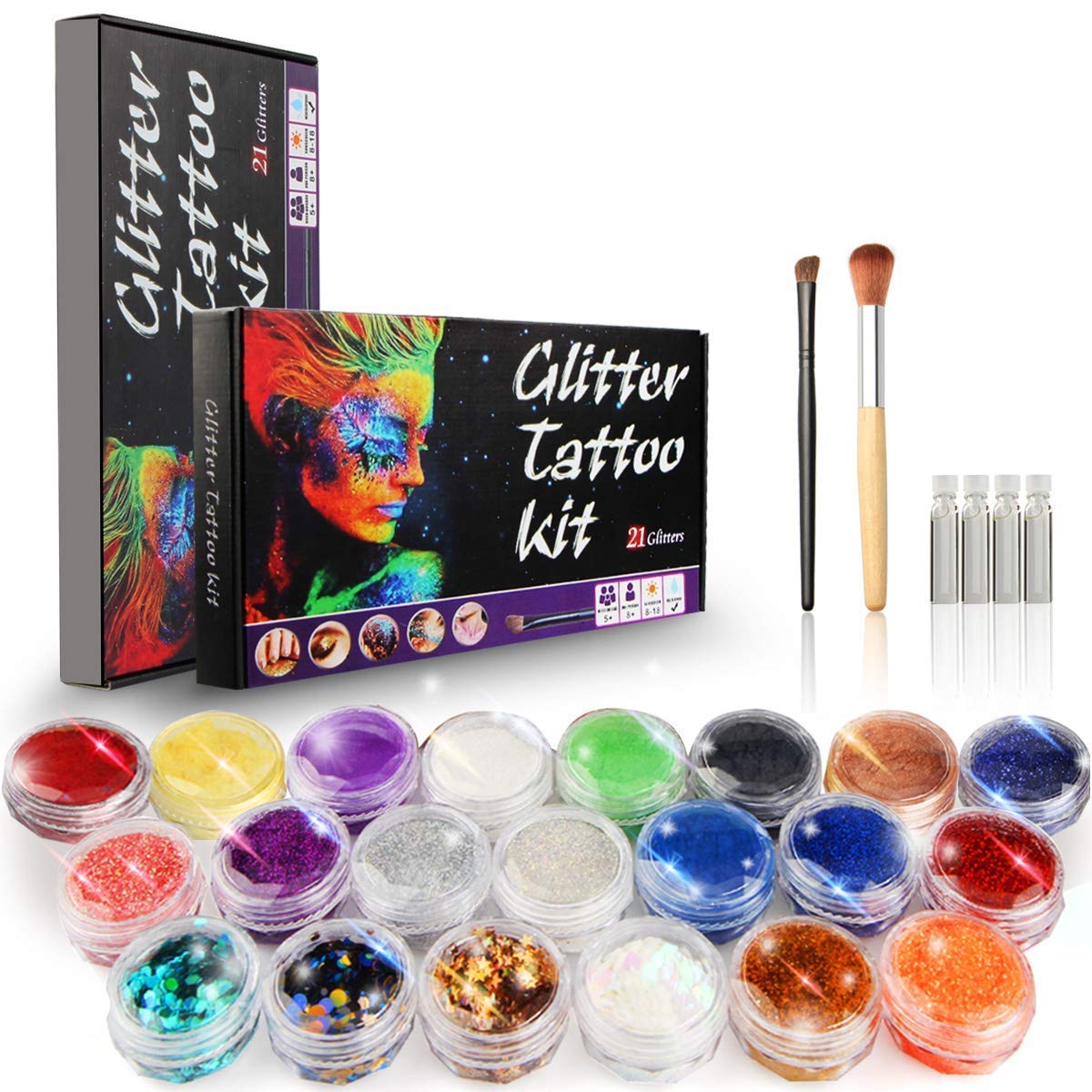 Glitter Tattoo Kit, Nunalisa Gillter Shimmer Body Art 21
