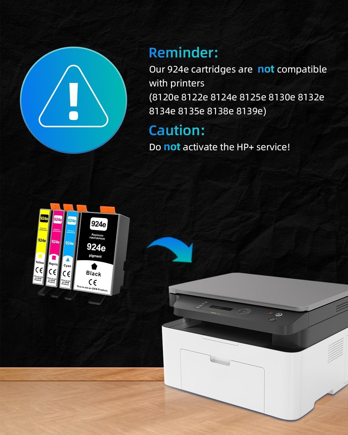 INK4U Cartuchos de Tinta 924 con Chip compatibles con HP 924 para HP OfficeJet Pro 8120 8122 8123 8125 8128 8130 8132 8133 8134 8135