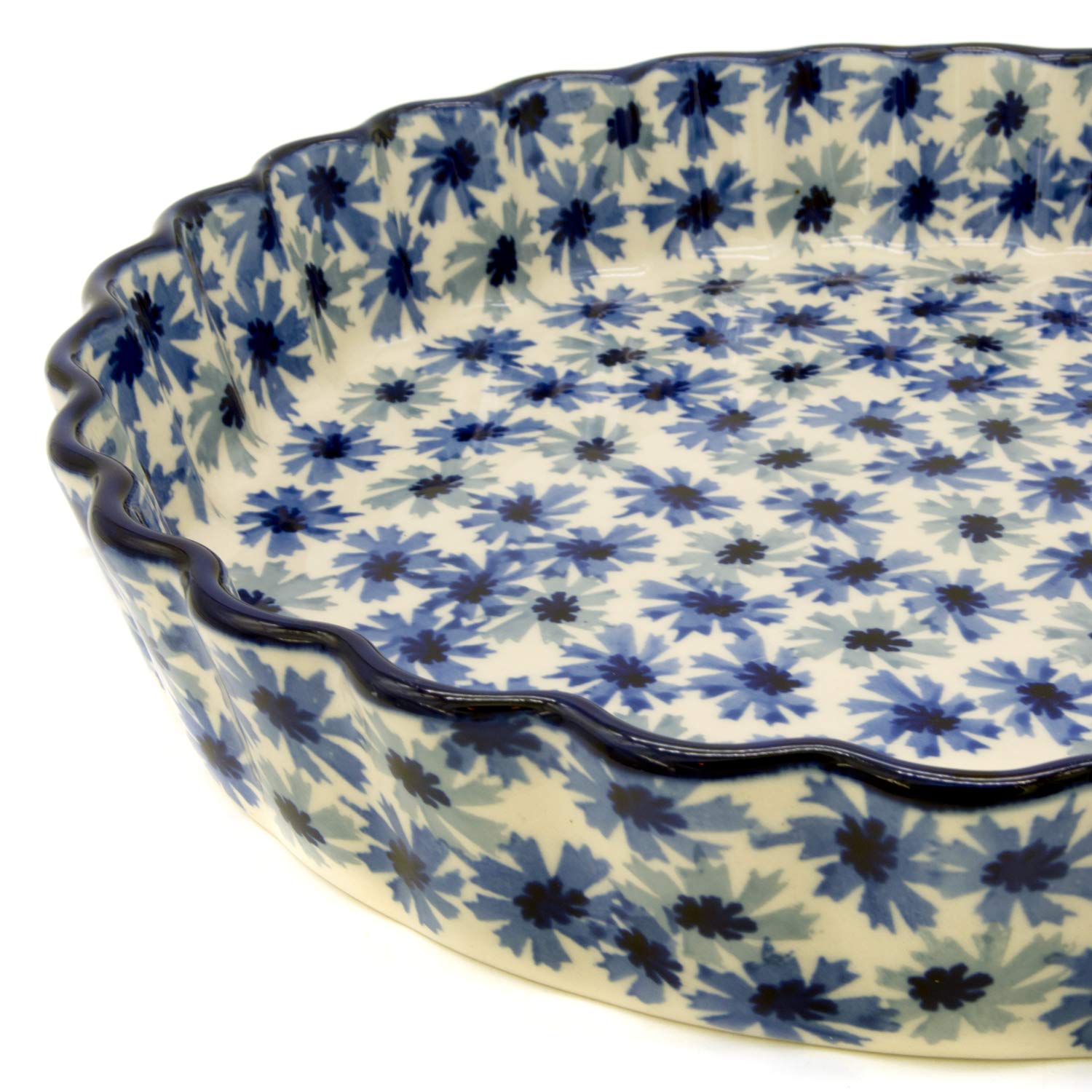 Bunzlauer keramik Tarte- oder Quicheform 26,5 cm (Dekor Kornblumen)