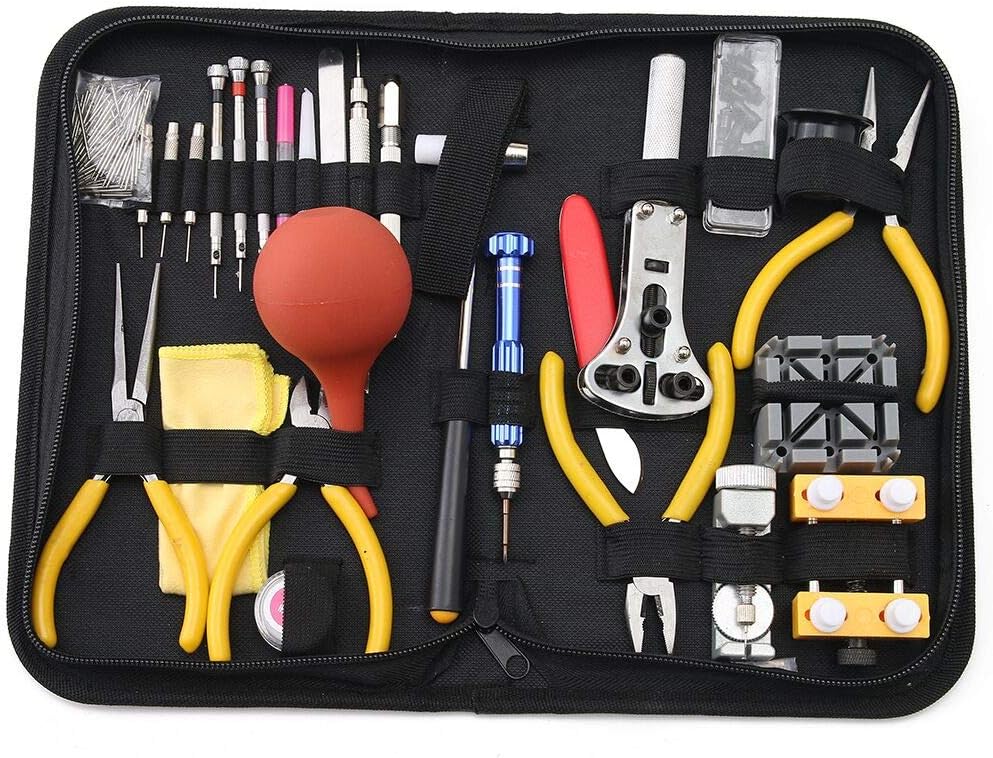 Watch Repair Tool Deluxe Kit - Professional Watch Tools Set Watch Battery Case Opener Pin Spring Bar Tool Set for Watchmaker (141 Pcs)