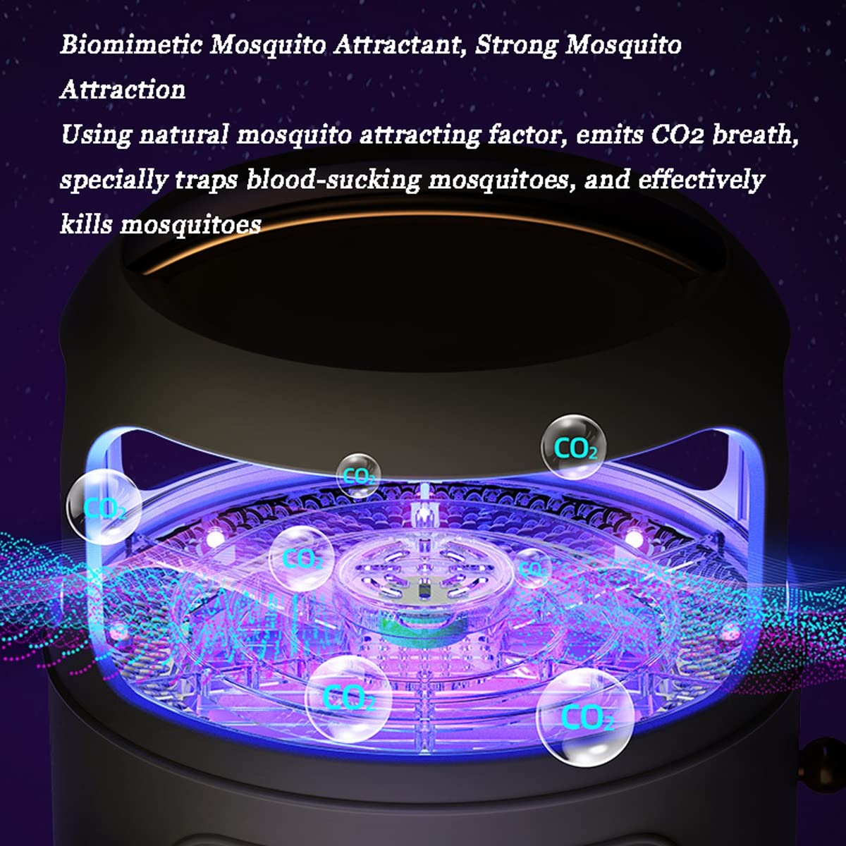 Lámpara antimosquitos - Asesino de Mosquitos para el hogar y el Lugar de Trabajo - Asesino de Mosquitos biónico de Onda de luz Tipo Descarga eléctrica, Control físico de Mosquitos (Negro)