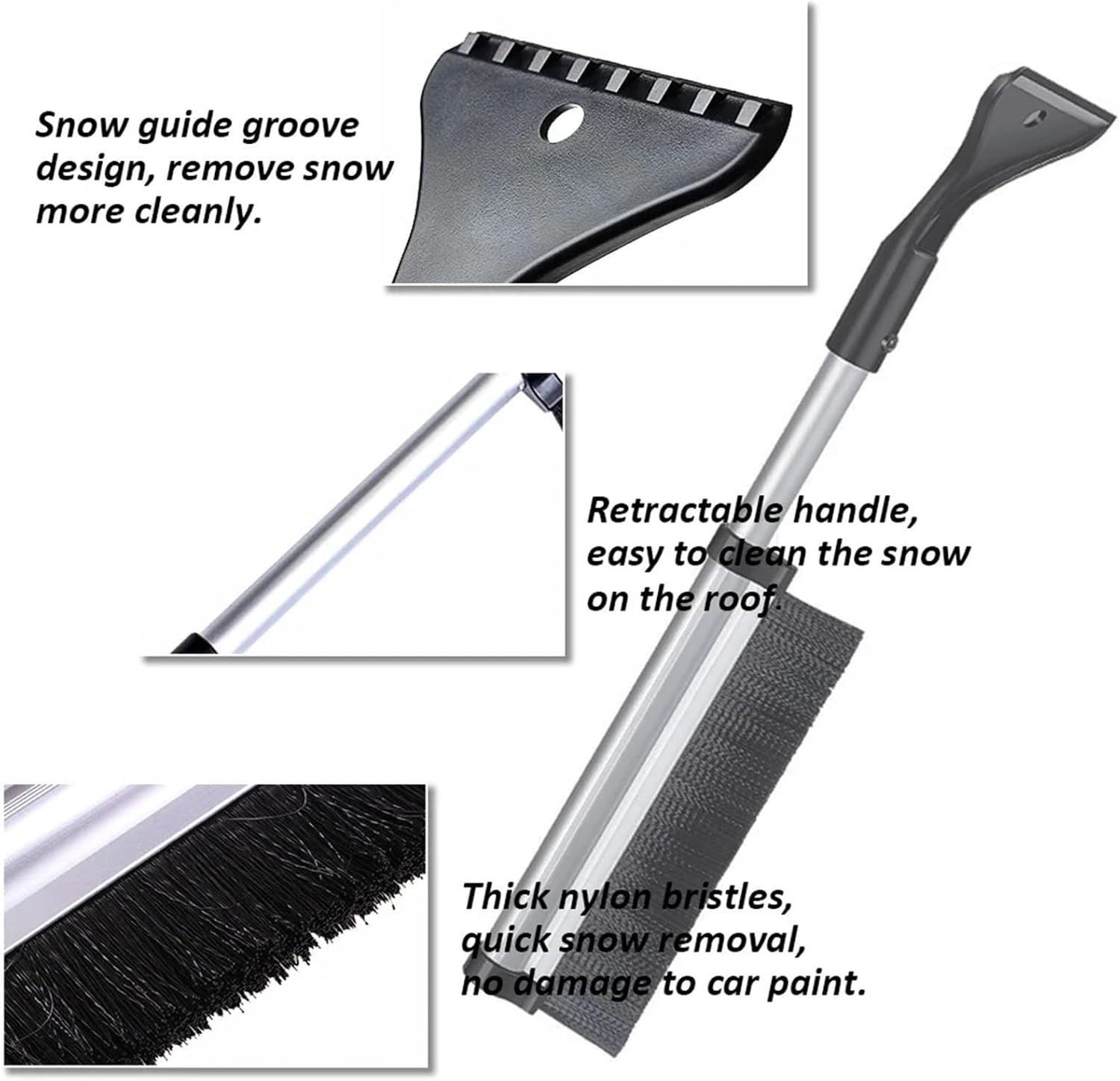 2pcs Extendable Car Windshield Ice Scraper Auto Glass Snow Shovel Winter Snow Removal Brush Cleaning Tool for Car Windscreen