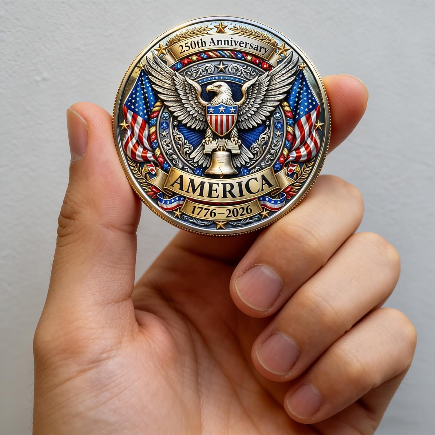America 250th Anniversary Commemorative Coin, US 250th Anniversary Tribute Coin, US 250th Anniversary 1776–2026 Patriotic Coin, for History Lovers Patriotism (#E 10PCS)